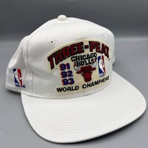Vintage Chicago Bulls Hat Three-Peat World Champions Sports Specialties SnapBack